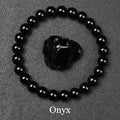 Natural Black Agates Beads Bracelet Women Men Genuine Black Onyx Natural Stone 6Mm 8Mm Smooth round Beads Lucky Energy Jewelry